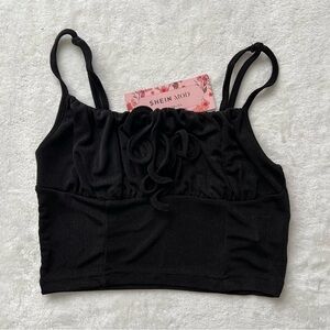 New Shein Tie Front Rushed Bust Top